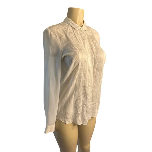 Women S The Kooples Cream White Button-Down 100% Silk Blouse Shirt Top Long Slv - Picture 1 of 7